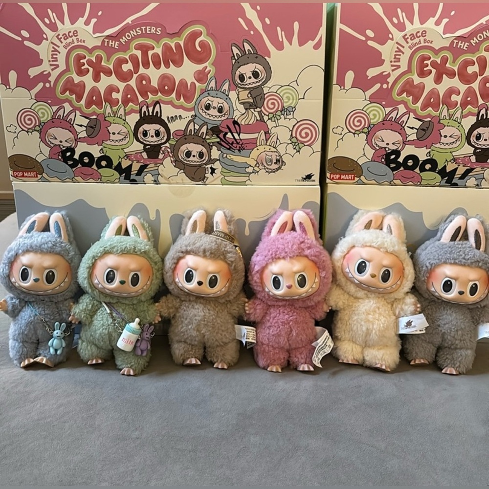 Exciting Macaron Labubu Plush Set - Sesame Bean, Green Grape and Toffee Bundle
